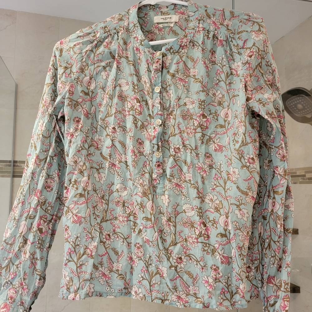 Isabel Marant Floral Blouse - Light Blue and Pink